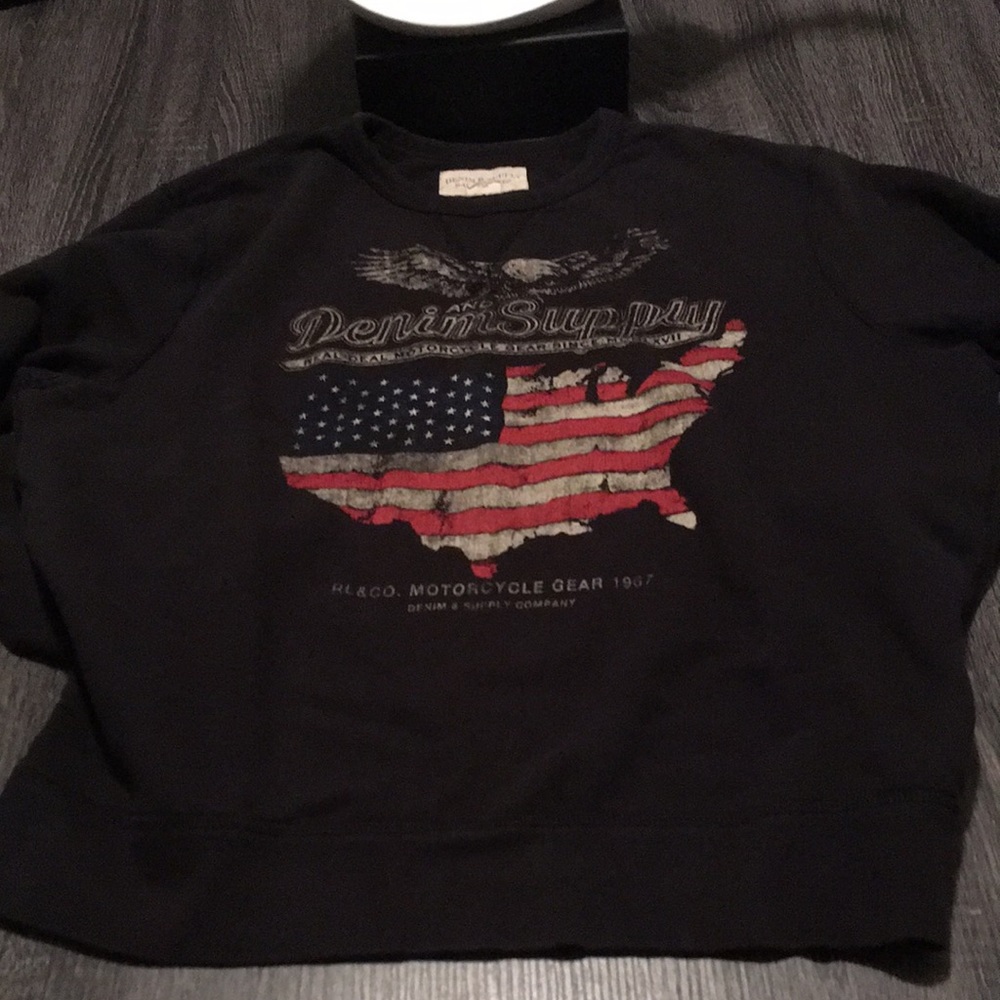Ralph Lauren Denim and Supply Moto inspired crewneck sweater